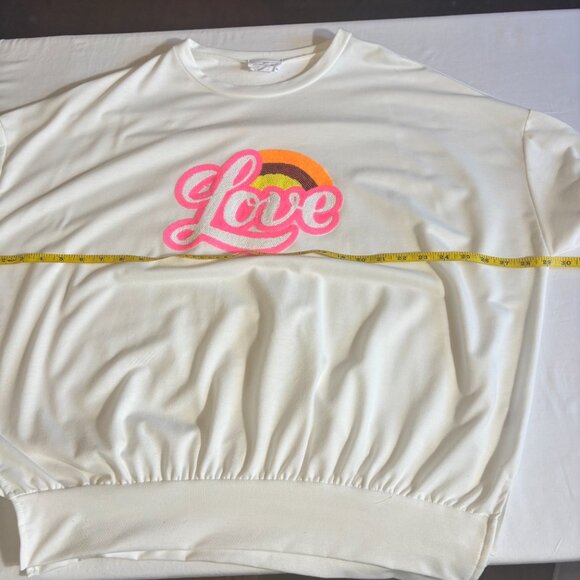DaDa White "Love" Sweatshirt with Sequin Detail - Size M - Picture 7 of 11